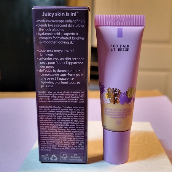 Tarte Maracuja Juicy Glow Foundation: 16B Fair/Lt Beige 10ml (Travel Size), NIB - Picture 8 of 9